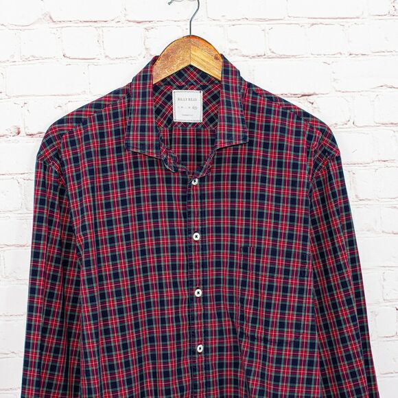 BILLY REID Men's Standard Cut Button up Shirt Red Blue check Size 2XL - Picture 4 of 5